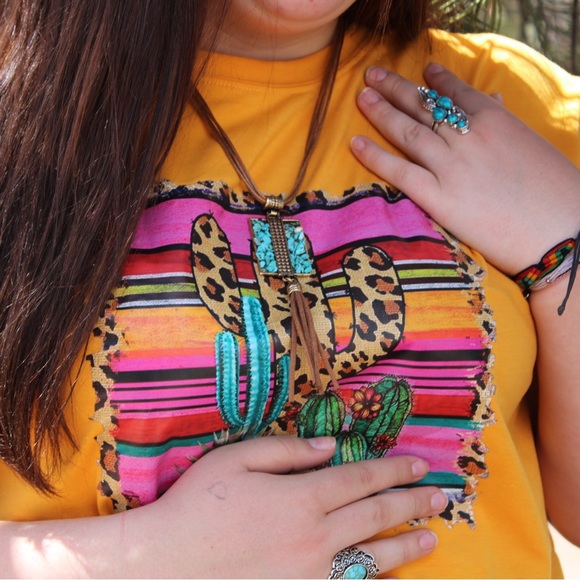 Cactus and cheetah print T shirt New - Picture 2 of 2